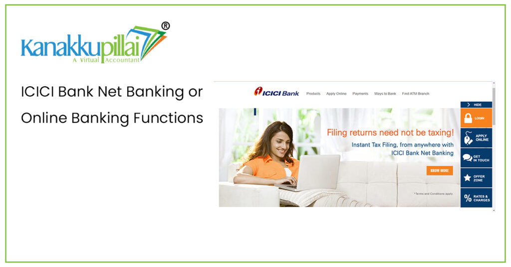 ICICI Bank Net Banking or Online Banking Functions